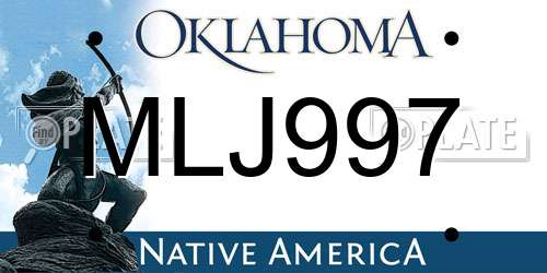 MLJ997 Oklahoma License Plate
