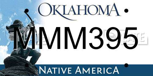 MMM395 Oklahoma License Plate