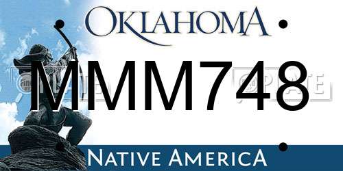 MMM748 Oklahoma License Plate