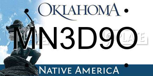 MN3D9O Oklahoma License Plate