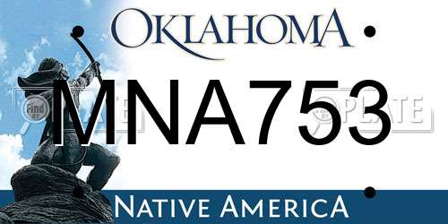 MNA753 Oklahoma License Plate
