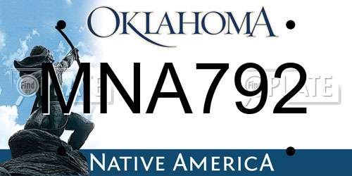 MNA792 Oklahoma License Plate