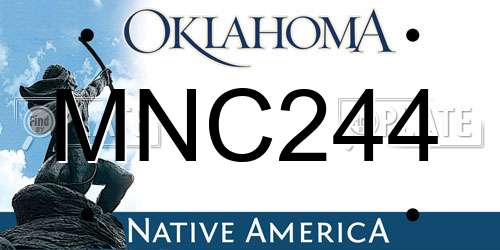 MNC244 Oklahoma License Plate