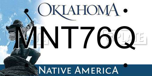 MNT76Q Oklahoma License Plate