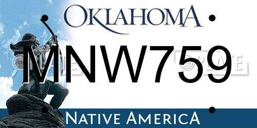 MNW759 Oklahoma License Plate