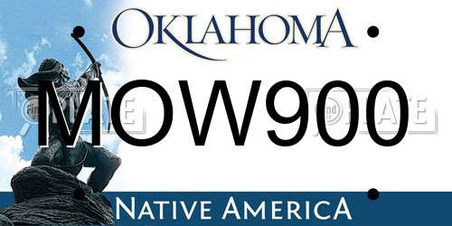 MOW900 Oklahoma License Plate