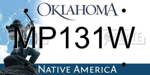MP131W Oklahoma License Plate