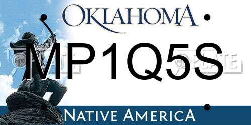 MP1Q5S Oklahoma License Plate