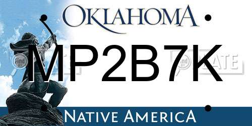 MP2B7K Oklahoma License Plate