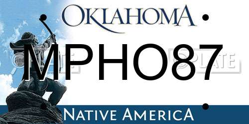 MPHO87 Oklahoma License Plate
