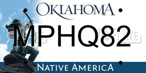 MPHQ82 Oklahoma License Plate