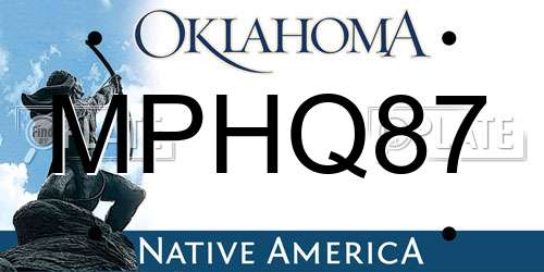 MPHQ87 Oklahoma License Plate