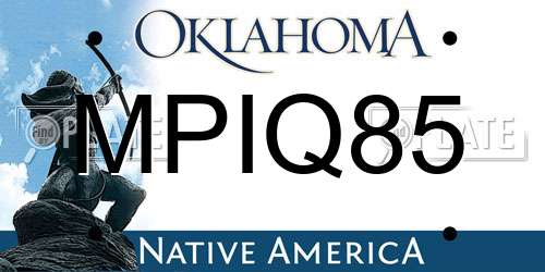 MPIQ85 Oklahoma License Plate