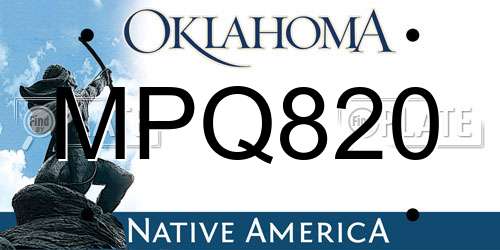 MPQ820 Oklahoma License Plate