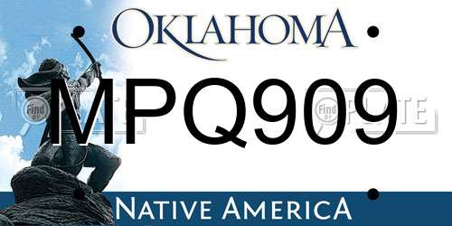 MPQ909 Oklahoma License Plate