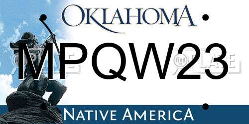 MPQW23 Oklahoma License Plate