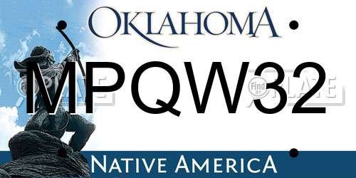 MPQW32 Oklahoma License Plate