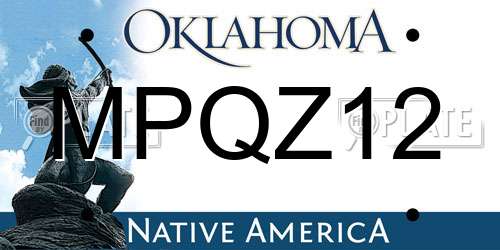 MPQZ12 Oklahoma License Plate