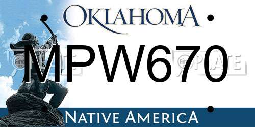 MPW670 Oklahoma License Plate