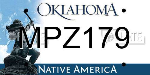 MPZ179 Oklahoma License Plate