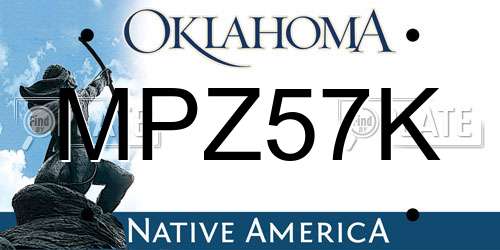 MPZ57K Oklahoma License Plate