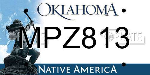 MPZ813 Oklahoma License Plate