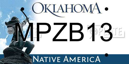 MPZB13 Oklahoma License Plate