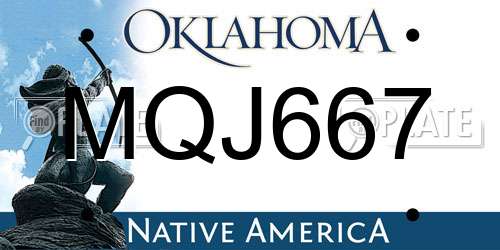 MQJ667 Oklahoma License Plate