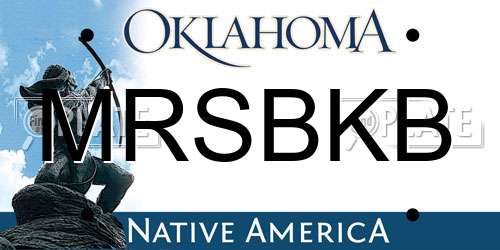 MRSBKB Oklahoma License Plate