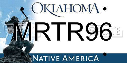 MRTR96 Oklahoma License Plate