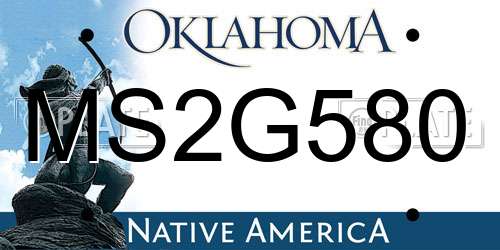 MS2G580 Oklahoma License Plate
