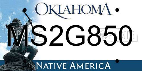 MS2G850 Oklahoma License Plate