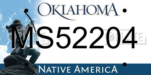 MS52204 Oklahoma License Plate