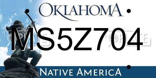 MS5Z704 Oklahoma License Plate