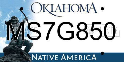 MS7G850 Oklahoma License Plate