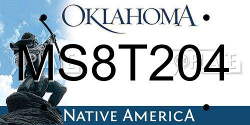 MS8T204 Oklahoma License Plate