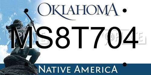 MS8T704 Oklahoma License Plate