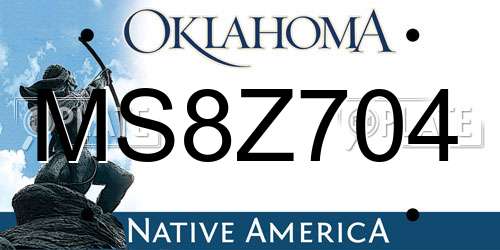 MS8Z704 Oklahoma License Plate