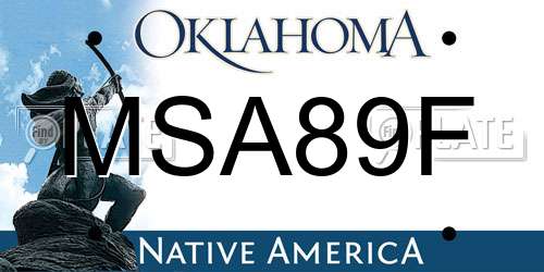 MSA89F Oklahoma License Plate