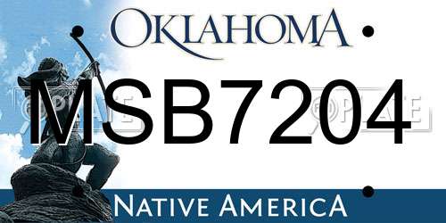 MSB7204 Oklahoma License Plate