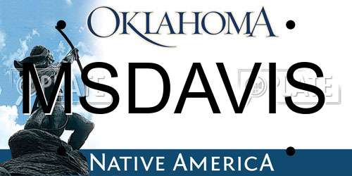 MSDAVIS Oklahoma License Plate