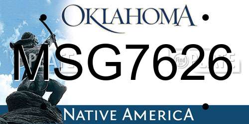MSG7626 Oklahoma License Plate
