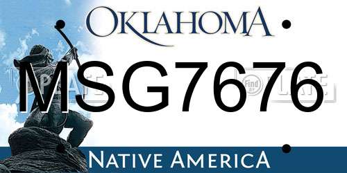 MSG7676 Oklahoma License Plate