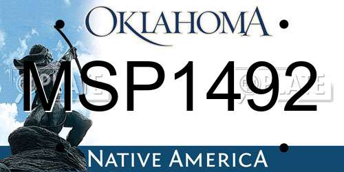 MSP1492 Oklahoma License Plate