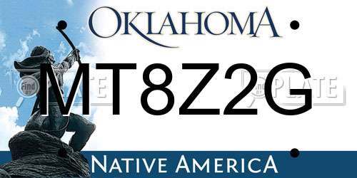 MT8Z2G Oklahoma License Plate