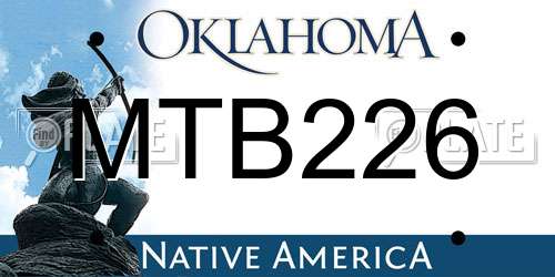 MTB226 Oklahoma License Plate