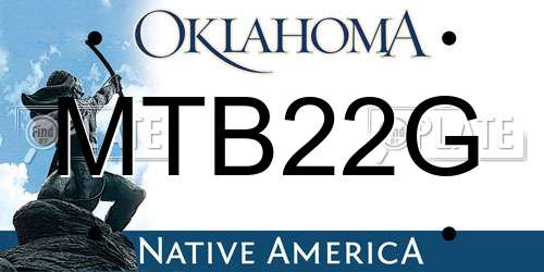 MTB22G Oklahoma License Plate
