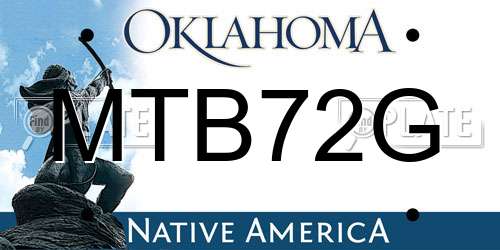 MTB72G Oklahoma License Plate