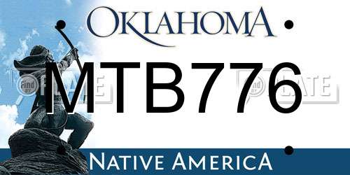 MTB776 Oklahoma License Plate