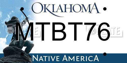 MTBT76 Oklahoma License Plate
